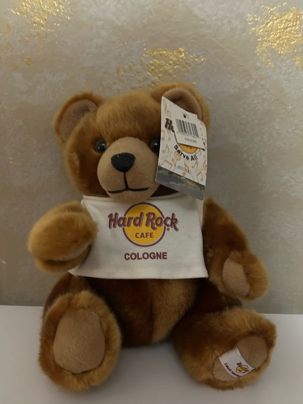 Hard Rock Cafe Brown and White Cologne Bear Plush